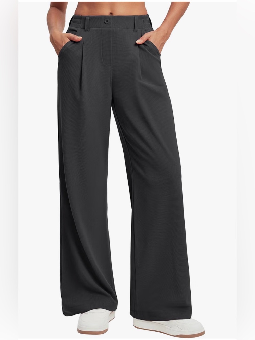 Ewedoos Stretchy Wide Leg Dress Pants Charcoal Size Medium Petite